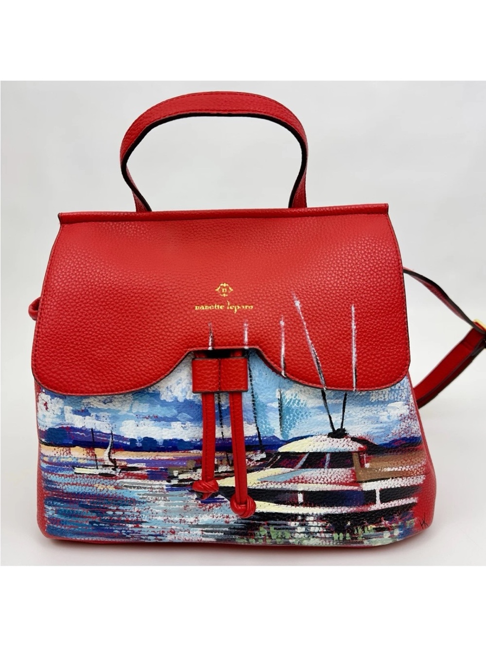 Nanette Lepore Arabelle Custom Hand Painted Red Backpack Crossbody